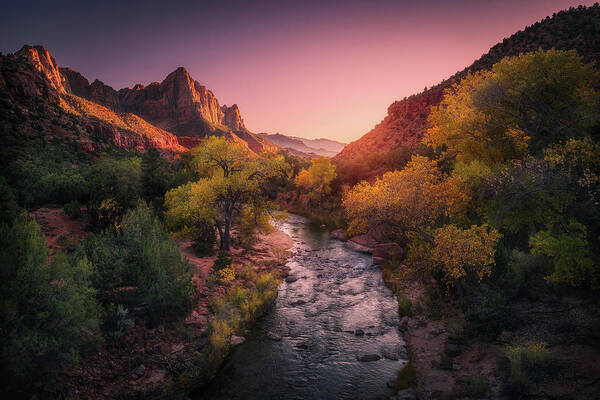 Sunset Poster featuring the photograph Autumn Sunset by Henry w Liu