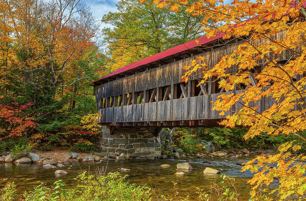 Albany Covered Bridge Poster featuring the photograph New England Fall Colors at the Albany Covered Bridge by Juergen Roth