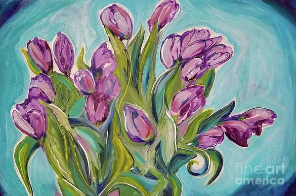 Tulips Poster featuring the painting New Tulips by Catherine Gruetzke-Blais