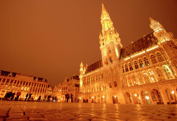 Belgium Poster featuring the photograph Night in the Grand Place by Deborah Smolinske