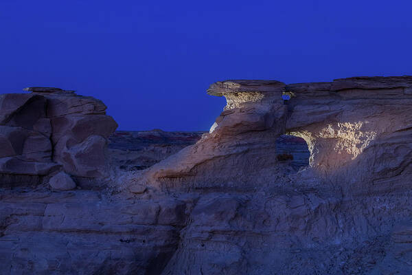 Bis-tie Poster featuring the photograph Night Light at Bisti by Jean Noren