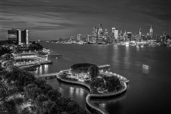 Nyc Skyline Poster featuring the photograph NJ NYC Skyline BW by Susan Candelario