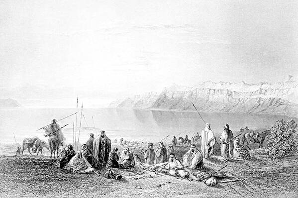 North Poster featuring the photograph North End of the Dead Sea in 1847 by Munir Alawi