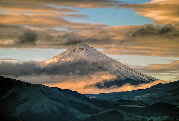 Andes Poster featuring the photograph North face of the Cotopaxi volcano at dawn by Henri Leduc