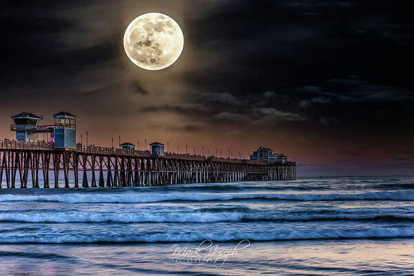 Seascape Poster featuring the photograph Oceanside Moon by Mark Joseph