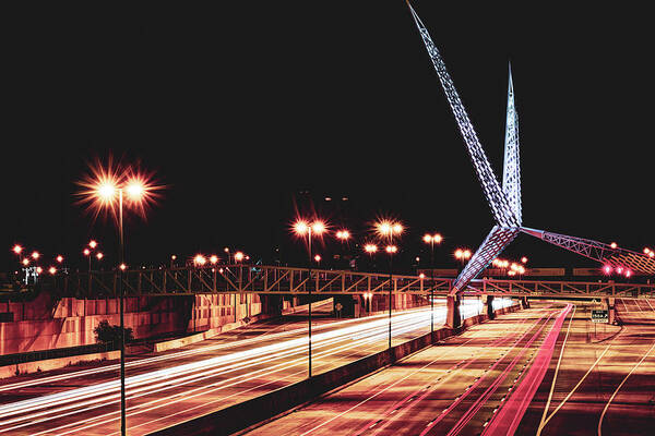 America Poster featuring the photograph OKC Scissor-Tailed Flycatcher Sculpture and Skydance Bridge Over I-40 by Gregory Ballos