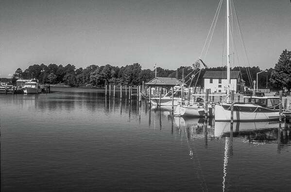 Onancock Poster featuring the photograph Onancock Wharf in Black and White by James C Richardson