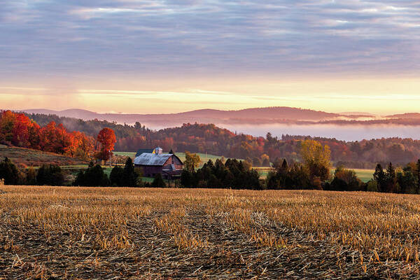 Fall Poster featuring the photograph Irasburg Fall Wide Angle by Tim Kirchoff