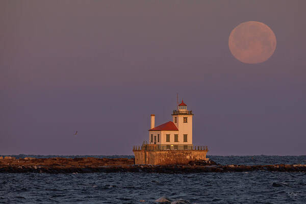 Lighthouse Poster featuring the photograph Oswego Worm Moon 2023 by Everet Regal