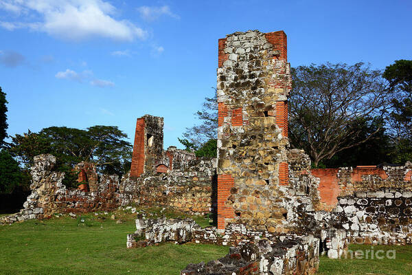 Panama Poster featuring the photograph Panama Viejo ruins by James Brunker