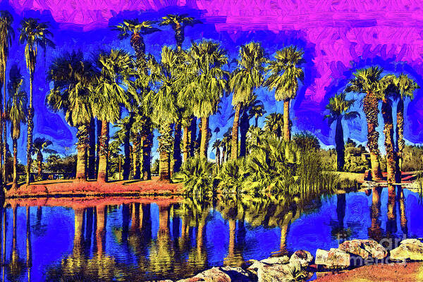 Palm-trees Poster featuring the digital art Papago Palms by Kirt Tisdale