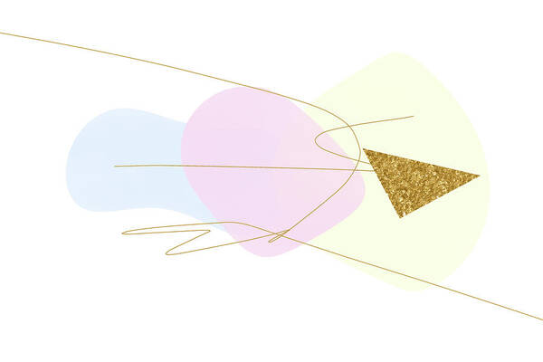 Abstract Poster featuring the digital art Pastels with Gold Triangle One of Two by Alison Frank