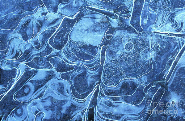 Ice Pattern Poster featuring the photograph Patterns in the ice of a frozen lake by Neale And Judith Clark