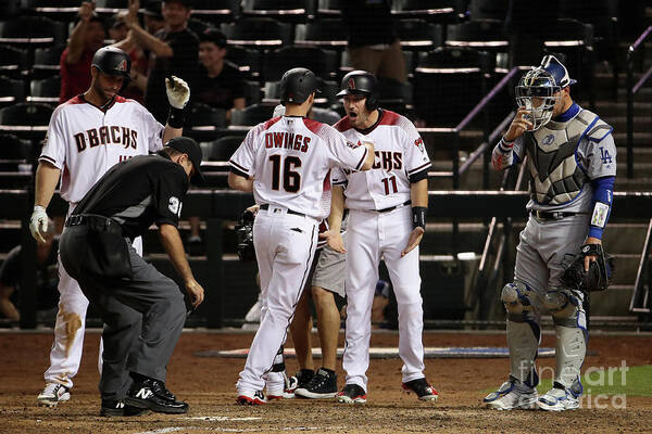 Ninth Inning Poster featuring the photograph Paul Goldschmidt and Chris Owings by Christian Petersen