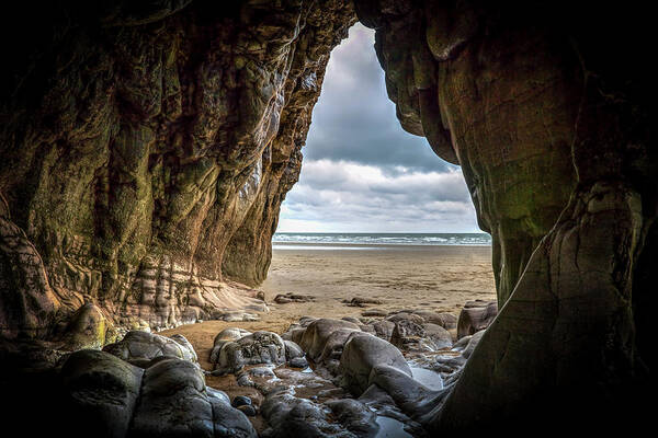 Cave Poster featuring the photograph Pendine Sands Cave by Paul Thompson