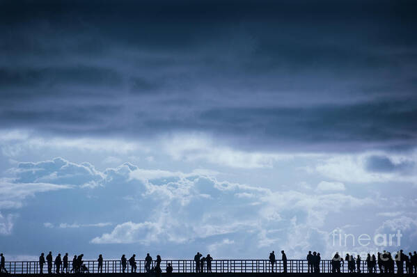 Silhouette Poster featuring the photograph People in Silhouette on the San Diego Pier by Naomi Maya