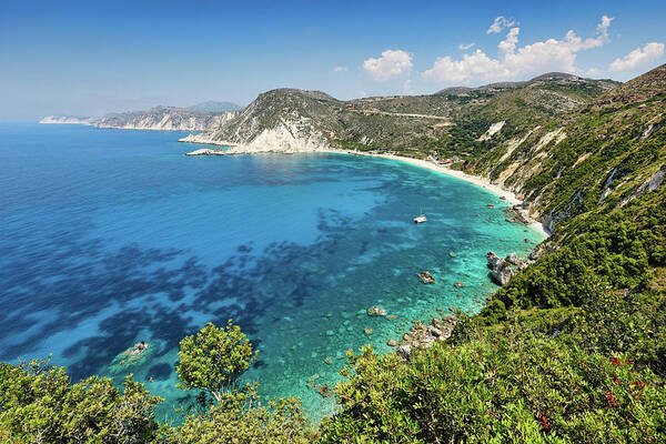 Petani Poster featuring the photograph Petani beach in Kefalonia, Greece by Constantinos Iliopoulos