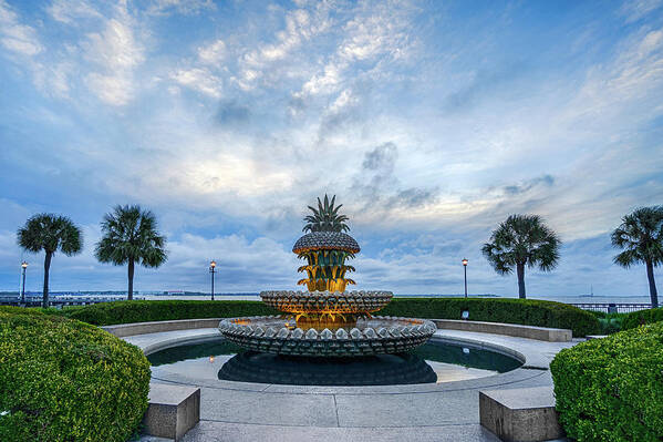  Poster featuring the photograph Pineapple Fountain at Dawn by Jim Miller