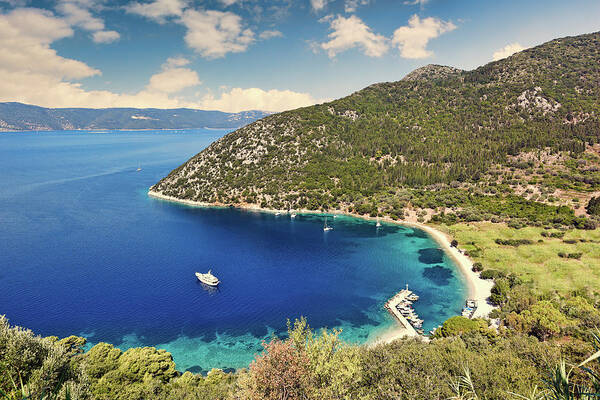 Polis Poster featuring the photograph Polis beach in Ithaki, Greece by Constantinos Iliopoulos