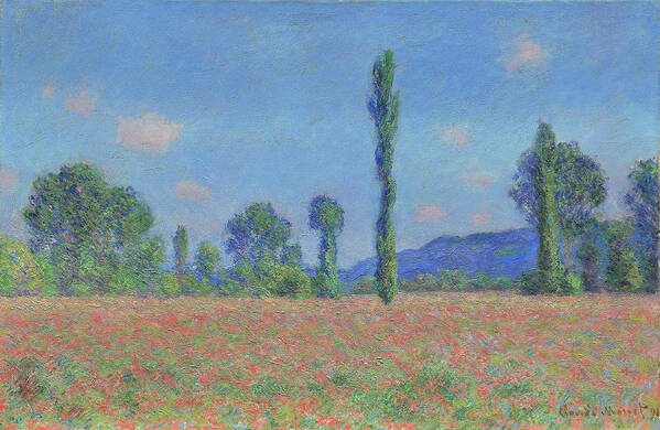 Claude Monet Poster featuring the painting Poppy Field -Giverny-. Claude Monet, French, 1840-1926. by Claude Monet