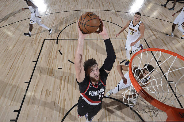 Jusuf Nurkic Poster featuring the photograph Portland Trail Blazers v Denver Nuggets by David Dow
