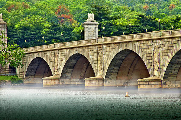Potomac River Poster featuring the photograph Potomac Bridge Mist by Anthony M Davis