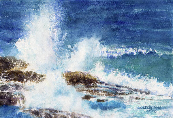 Ocean Poster featuring the painting Pounding Surf by Wendy Keeney-Kennicutt