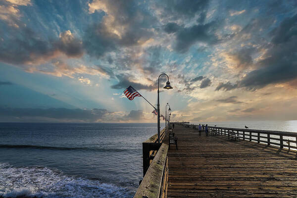 Sea Poster featuring the photograph Powerful Clouds Over Ventura Pier by Marcus Jones