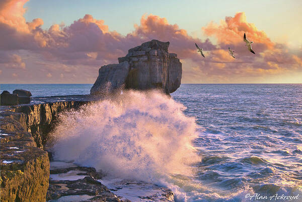 Pulpit Rock Poster featuring the photograph Pulpit Rock at Sunset by Alan Ackroyd