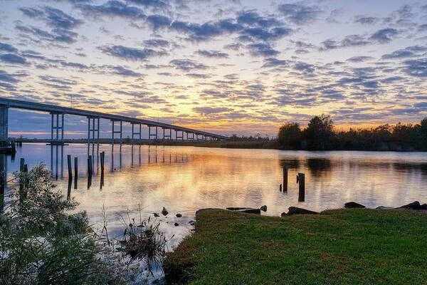 Pungo Poster featuring the photograph Pungo Ferry Bridge Sunset II by Donna Twiford