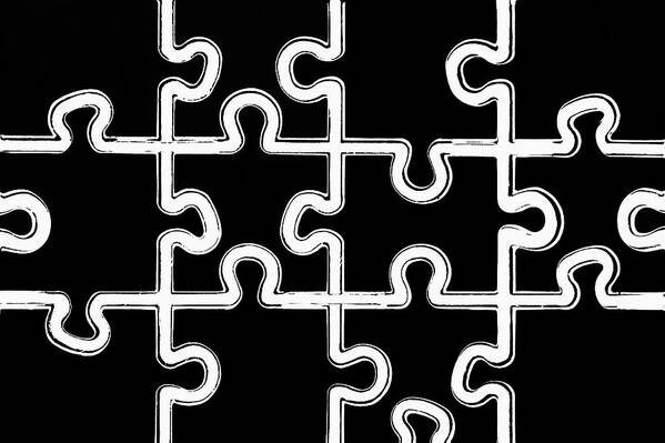 Puzzle Poster featuring the photograph Puzzle Black And White Background by Severija Kirilovaite