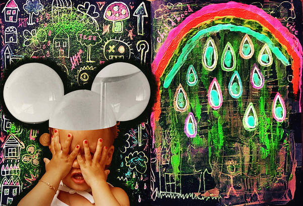 Art Poster featuring the mixed media Rainbow Childhood by Tanja Leuenberger
