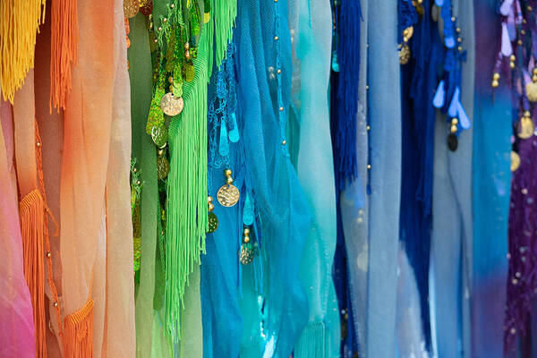 Scarf Poster featuring the photograph Rainbow Scarves by Bonny Puckett