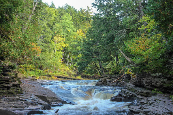Porcupine Wilderness State Park Poster featuring the photograph Rapids on the Presque Isle River by Robert Carter