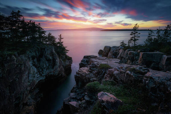 Maine Poster featuring the photograph Raven's Nest at Sunset by Kristen Wilkinson