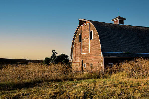 Farm Poster featuring the photograph Red Barn at Sunrise by Connie Carr