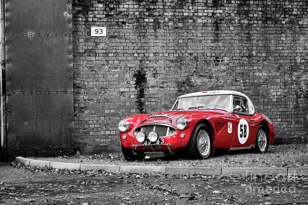 Austin Healey Poster featuring the photograph Red Vintage Austin Healey by Tim Gainey