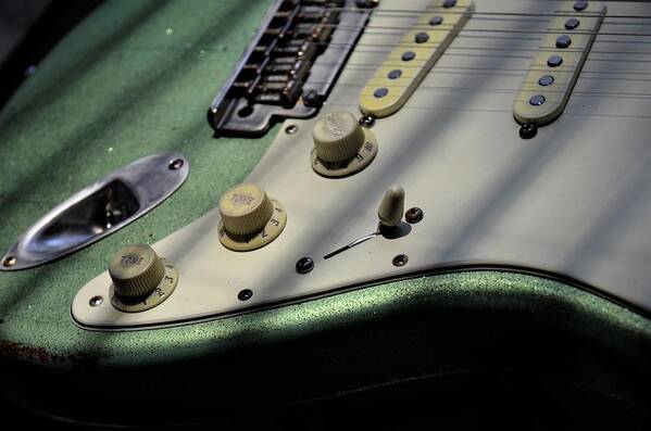 Fender Poster featuring the photograph Relic Fender Stratocaster Green Sparkle by Guitarwacky Fine Art