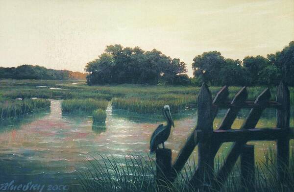 Rice Gates Poster featuring the painting Rice Gates at Edisto by Blue Sky