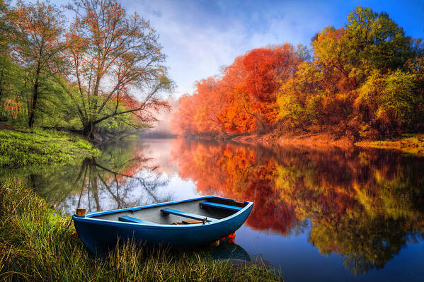 Boats Poster featuring the photograph River Beauty Reflections by Debra and Dave Vanderlaan