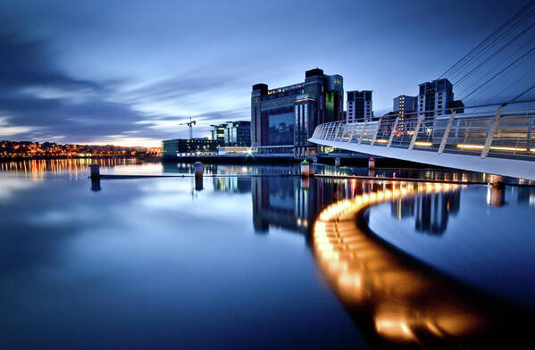River Tyne Poster featuring the photograph River Tyne Blue Hour by Anita Nicholson