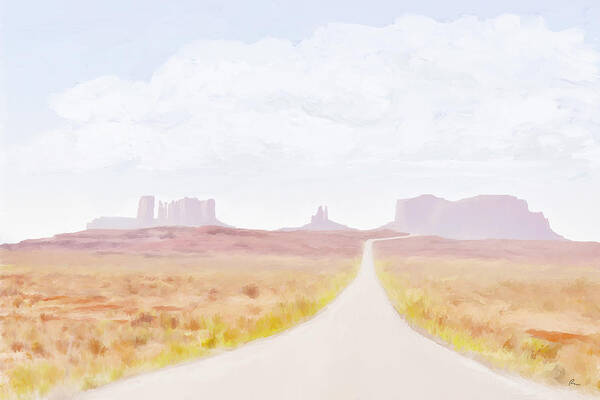 Monument Valley Poster featuring the digital art Road To Monument Valley 02 by Ramona Murdock