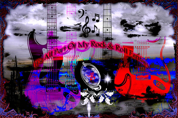 Rock Poster featuring the digital art Rock And Roll Fantasy by Michael Damiani