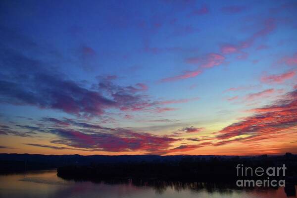 Nature Poster featuring the photograph Romantic Sunset with Love Story with Clouds by Leonida Arte