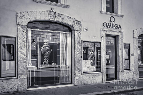 Omega Poster featuring the photograph Rome Bw - Omega Store in Via dei Condotti by Stefano Senise