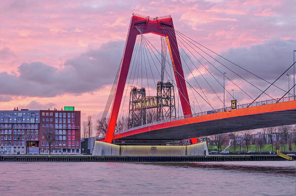 Rotterdam Poster featuring the photograph Rotterdam, Willems Bridge and De Hef by Frans Blok