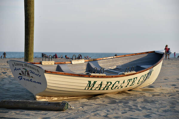 Rowboat Poster featuring the photograph Rowboat on the Margate New Jersey Beach by Mark Stout