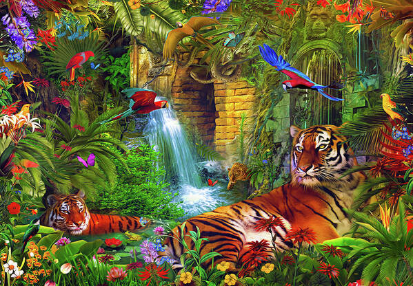 Tigers Poster featuring the digital art Safari Summer by Claudia McKinney