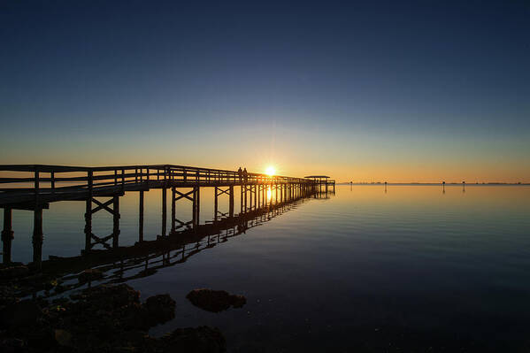Safety Harbor Poster featuring the photograph Safety Harbor Pier Sunrise 2 by Joe Leone