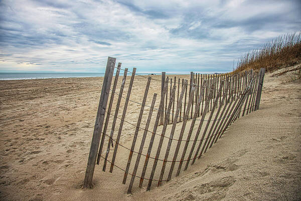 Beach Poster featuring the photograph Sand Fences on the Crystal Coast by Bob Decker
